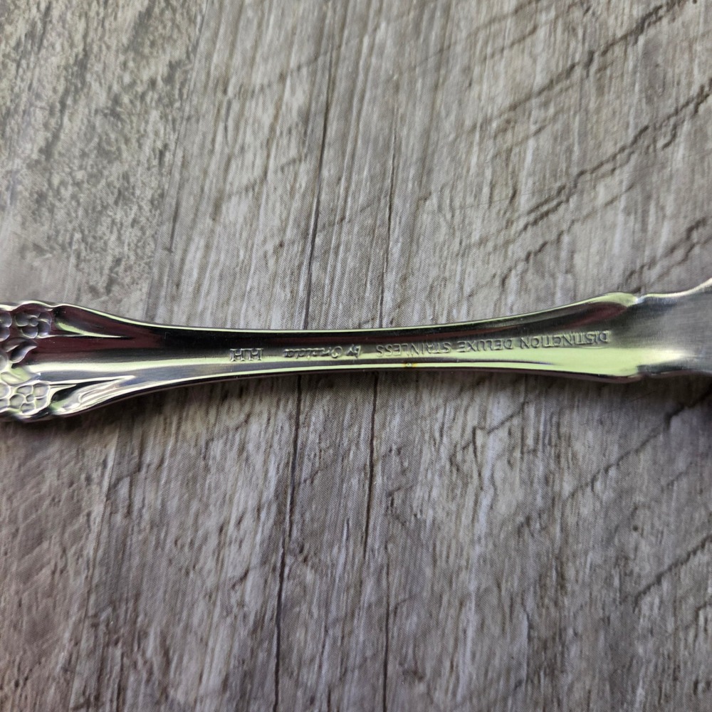 Oneida Raphael Distinction Deluxe Stainless Place Soup Spoon Set of 5 Floral HH - Picture 4 of 7